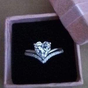 Heart Shaped CZ Diamond Wedding Set